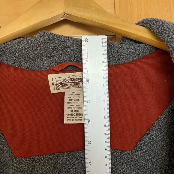 L.L.Bean zip sweatshirt, burnt orange, grey, fuzzy, thick, warm, great condition - Picture 3 of 6